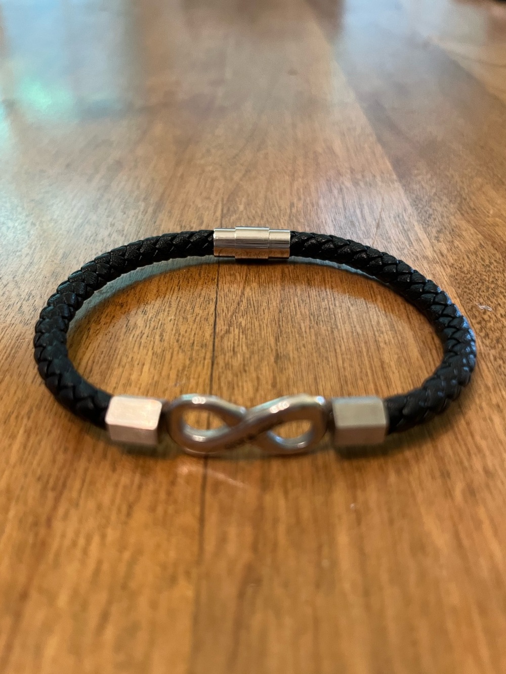 Men’s Leather and Stainless Magnetic Infinity Bracelet